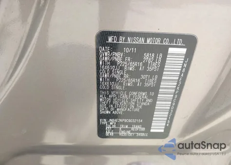 2012 Nissan Quest S z USA, uszkodzony, nr VIN JN8AE2KP9C9032154